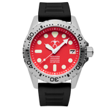 Hawaiian Lifeguard Association 42MM Dive Watch - SS Case, Red Dial, Black Strap