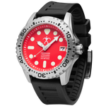 Hawaiian Lifeguard Association 42MM Dive Watch - SS Case, Red Dial, Black Strap