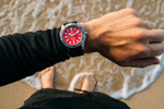 Hawaiian Lifeguard Association 42MM Dive Watch - SS Case, Red Dial, Black Strap