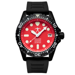 Hawaiian Lifeguard Association 42MM Dive Watch - Black Case & Strap, Red Dial