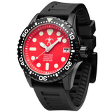 Hawaiian Lifeguard Association 42MM Dive Watch - Black Case & Strap, Red Dial