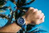 Hawaiian Lifeguard Association 42MM Dive Watch - SS Case, Blue Dial, Blue Strap