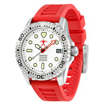 Hawaiian Lifeguard Association 42MM Dive Watch - SS Case, White Dial, Red Strap