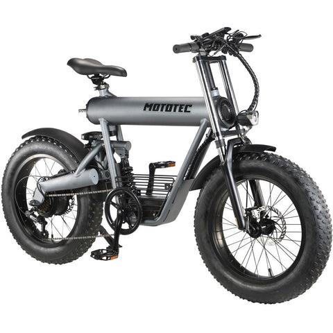 MotoTec USA® - Grey Roadster 48v 500w Lithium Electric Bicycle