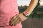 Bia Rosie Dive 38MM Watch - SS Case, Pink Dial, SS Link Bracelet B2009