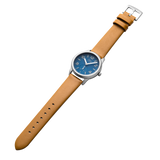 Bia Suffragette 36MM Watch - SS Case, Blue Dial, Tan Strap B1004