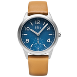 Bia Suffragette 36MM Watch - SS Case, Blue Dial, Tan Strap B1004