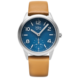 Bia Suffragette 36MM Watch - SS Case, Blue Dial, Tan Strap B1004