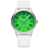 Bia Suffragette 36MM Watch - SS Case, Green Dial, White Strap B1007