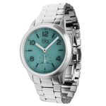 Bia Suffragette 36MM Watch - SS Case, Aqua Dial, SS Link Bracelet B1008