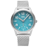 Bia Suffragette 36MM Watch - SS Case, Blue Dial, SS Mesh Bracelet B1012