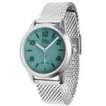 Bia Suffragette 36MM Watch - SS Case, Aqua Dial, SS Mesh Bracelet B1009