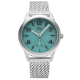 Bia Suffragette 36MM Watch - SS Case, Aqua Dial, SS Mesh Bracelet B1009