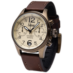 Szanto Pilot 41MM Watch - A. Gold Case, Ivory Dial, Brown Strap SZ4553