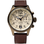 Szanto Pilot 41MM Watch - A. Gold Case, Ivory Dial, Brown Strap SZ4553