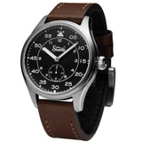 Szanto Heritage Aviator 41MM Watch - SS Case, Black Dial, Brown Strap SZ2754
