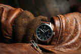 Szanto Heritage Aviator 41MM Watch - SS Case, Black Dial, Brown Strap SZ2754
