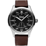 Szanto Heritage Aviator 41MM Watch - SS Case, Black Dial, Brown Strap SZ2754