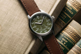 Szanto Heritage Aviator 41MM Watch - SS Case, Green Dial, Brown Strap SZ2755