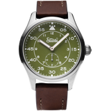 Szanto Heritage Aviator 41MM Watch - SS Case, Green Dial, Brown Strap SZ2755