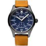 Szanto Heritage Aviator 41MM Watch - IP Gun Grey Case Blue Dial Tan Strap SZ2756