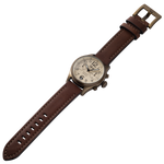 Szanto Pilot 41MM Watch - A. Gold Case, Ivory Dial, Brown Strap SZ4553