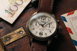 Szanto Pilot 41MM Watch - A. Gold Case, Ivory Dial, Brown Strap SZ4553