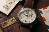 Szanto Pilot 41MM Watch - A. Gold Case, Ivory Dial, Brown Strap SZ4553