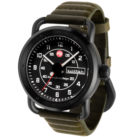 Roland Sands 3 Hand 43MM Watch - Black Case, Black Dial, Olive Strap ICRS2202