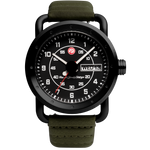 Roland Sands 3 Hand 43MM Watch - Black Case, Black Dial, Olive Strap ICRS2202