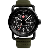 Roland Sands 3 Hand 43MM Watch - Black Case, Black Dial, Olive Strap ICRS2202