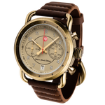 Roland Sands Chrono 43MM Watch - A. Gold Case, Lt Brn Dial, Brown Strap ICRS2254