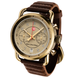 Roland Sands Chrono 43MM Watch - A. Gold Case, Lt Brn Dial, Brown Strap ICRS2254